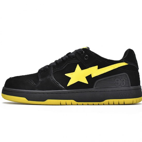 A Bathing Ape Sk8 Sta Low Black Yellow Women Men Bape Shoes