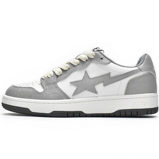 A Bathing Ape Sk8 Sta Low Grey White Women Men Bape Shoes