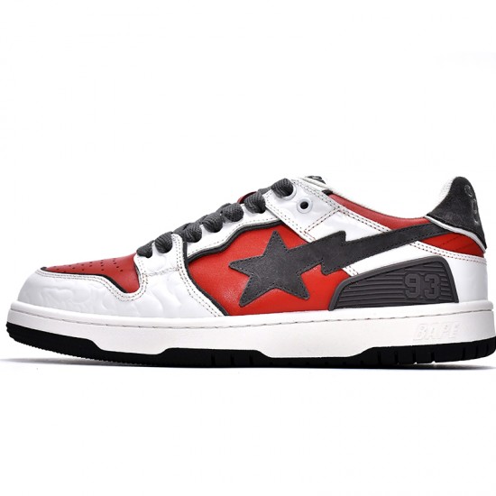 A Bathing Ape Sk8 Sta Low White Red Grey Women Men Bape Shoes