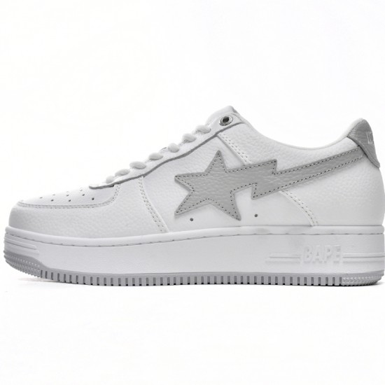 A Bathing Ape Sta Low White Grey Silvery Women Men Bape Shoes