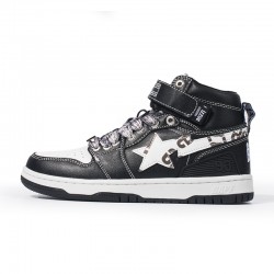 A Bathing Ape Sta Sk8 High Black White Women Men Bape Shoes