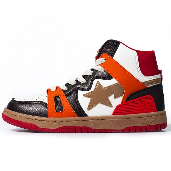 A Bathing Ape Sta Sk8 High Red Brown Black White Women Men Bape Shoes