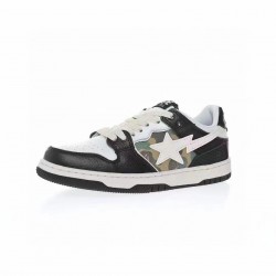 A Bathing Ape Sta Sk8 Low Black White Women Men Bape Shoes