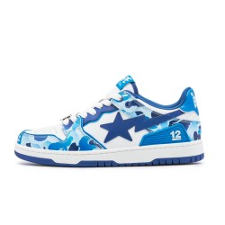 A Bathing Ape Sta Sk8 Low Blue White Deep Blue Women Men Bape Shoes