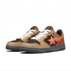 A Bathing Ape Sta Sk8 Low Brown Orange Black Women Men Bape Shoes