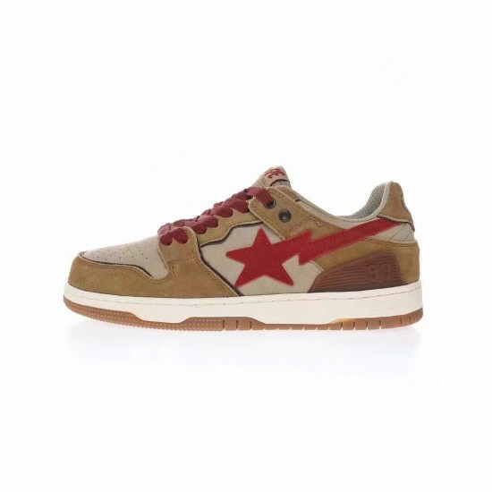 A Bathing Ape Sta Sk8 Low Brown Red Women Men Bape Shoes