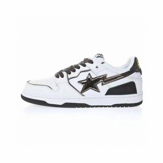 A Bathing Ape Sta Sk8 Low White Black Women Men Bape Shoes