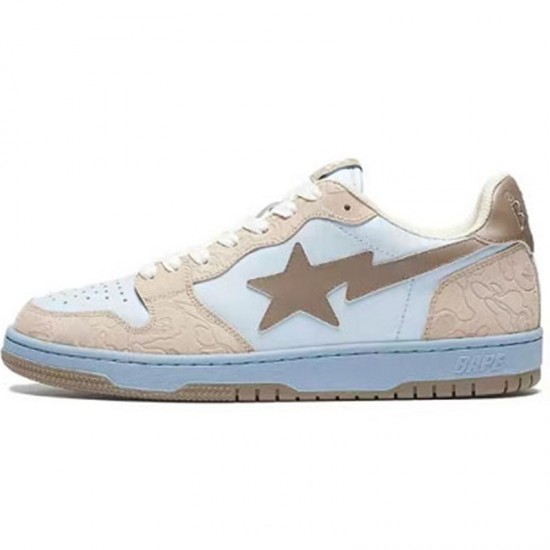 A Bathing Ape Sta Sk8 Low White Brown Khaki Women Men Bape Shoes