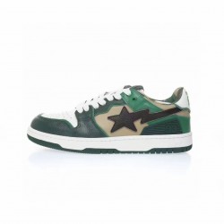 A Bathing Ape Sta Sk8 Low White Green Brown Women Men Bape Shoes