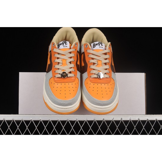 A Bathing Ape LOW BROWNLIGHT GREYWHITE-ORANGE 1H70-191-002 Bape Shoes