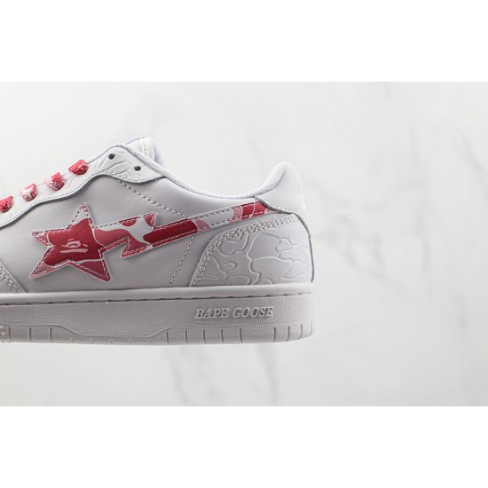 A Bathing Ape LOW SHOES White Red Bape Shoes