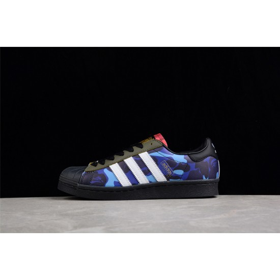 A Bathing Ape X SUPERSTAR SHOES MIXED CAMO CORE BLACK GZ8982 Bape Shoes