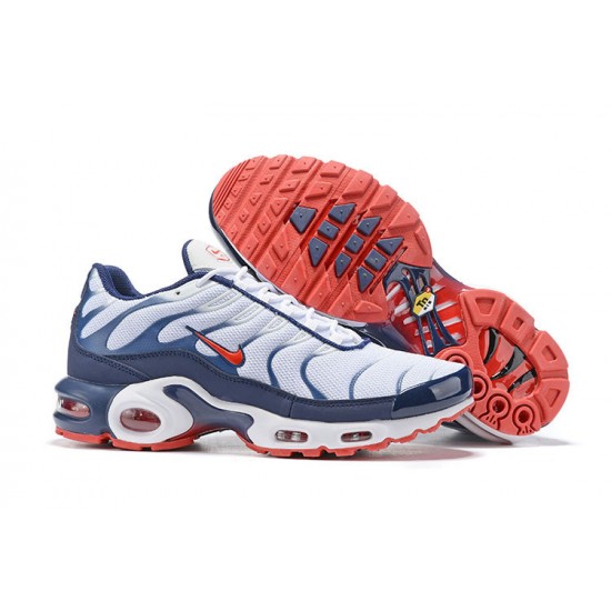 Air Max Plus Tn QS White Blue and Red Mens Sneakers