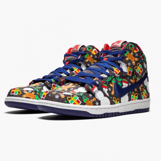 Nike WMNS SB Dunk High Concepts Ugly Christmas Sweater 881758 446 Sports Shoes