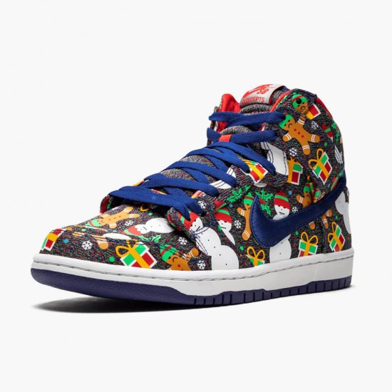 Nike WMNS SB Dunk High Concepts Ugly Christmas Sweater 881758 446 Sports Shoes