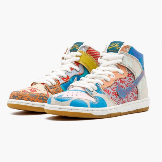 Nike WMNS SB Dunk High Thomas Campbell What the Dunk 918321 381 Sports Shoes