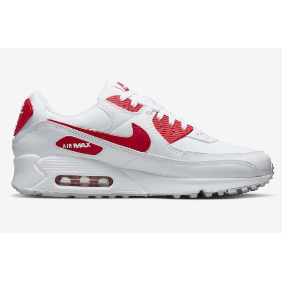 Nike Mens Air Max 90 White Red DX8966-100 Sports Shoes