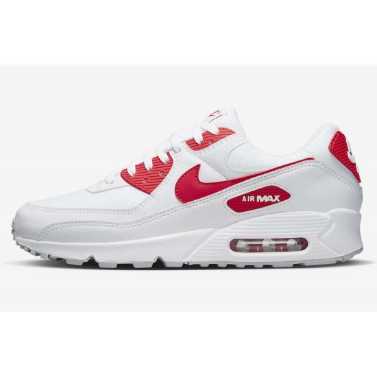 Nike Mens Air Max 90 White Red DX8966-100 Sports Shoes